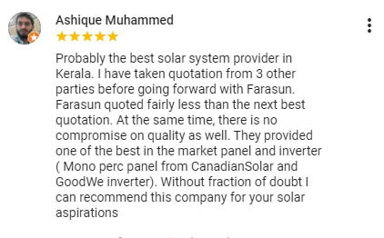 Testimonial on solar roof-top projects. best solar panel installation company in Kerala.