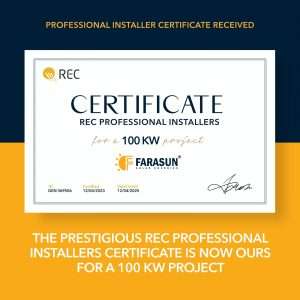 Received professional REC solar panel installer certificates, with best solar system company in Kerala.